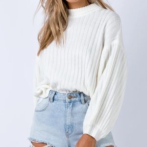 Princess Polly INNERBLOOM OVERSIZED SWEATER WHITE